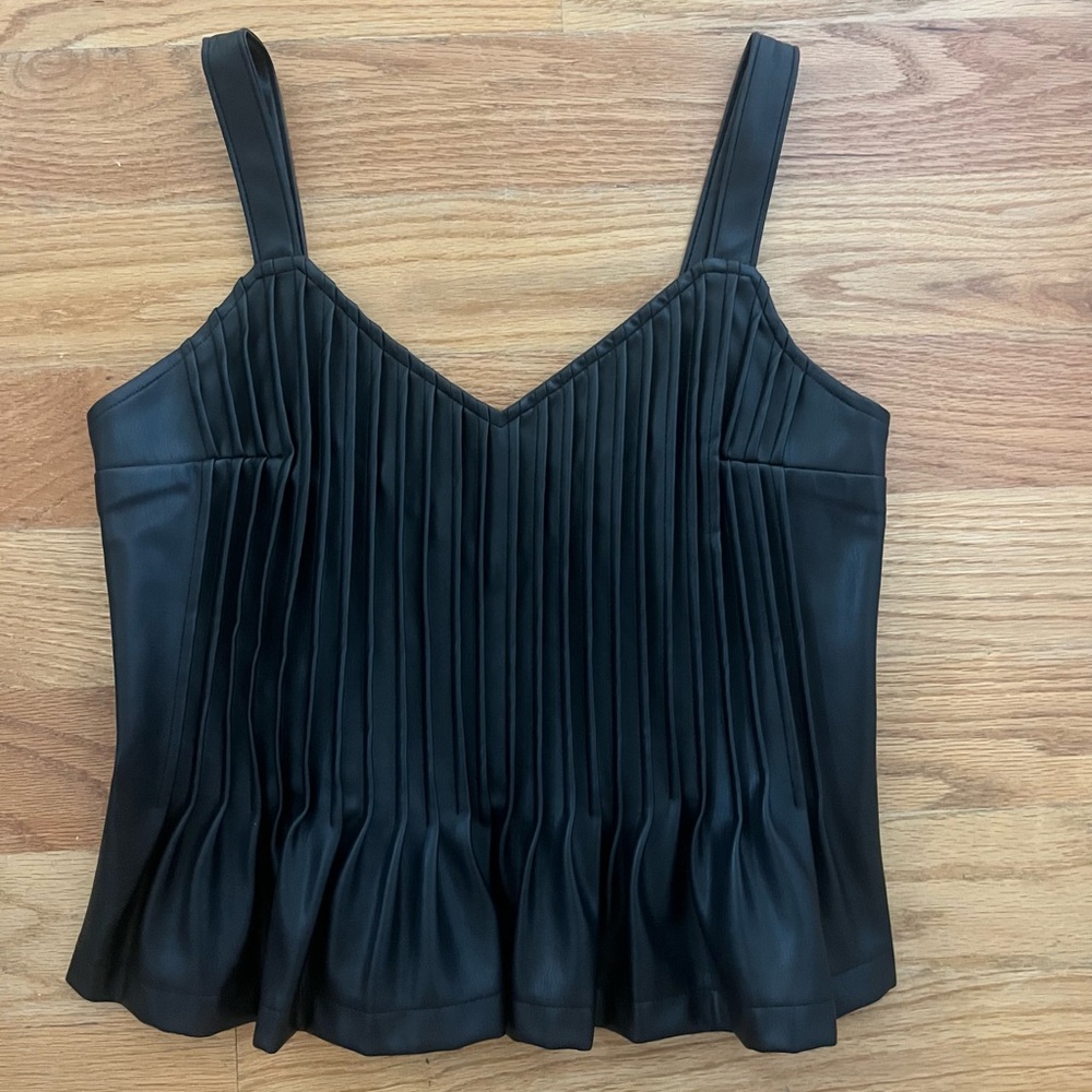 Chic Black Pleated Camisole Top